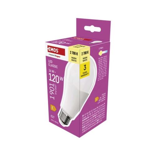 LED žárovka Classic A70 / E27 / 16 W (120 W) / 1901 lm / teplá bílá