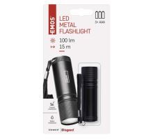 LED svietidlo kovová, 3W COB LED, na 3x AAA čierna (4)
