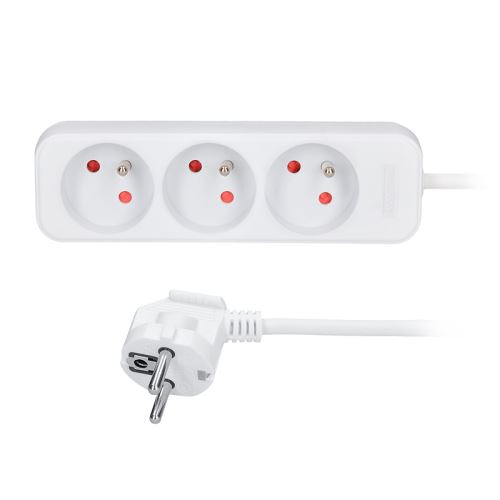 Solight prodlužovací přívod 5m, 3 zásuvky, 16A/3680W, PVC, bílý