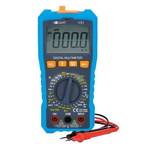 Solight multimetr, max AC 750V/10A, max. DC 1000V/10A, odpor, kapacita, frekvence, NCV