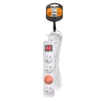Solight predlžovací prívod, 4 zásuvky, biely, vypínač, 2m (3)