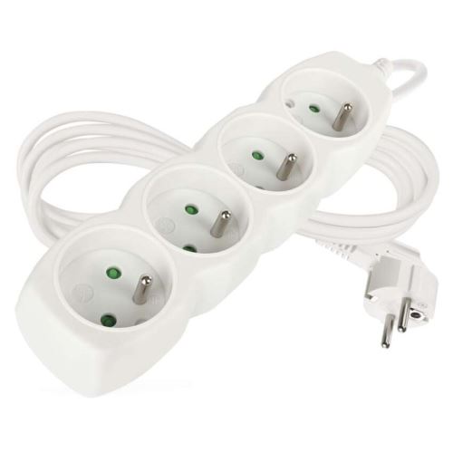 Prodlužovací kabel 4 zásuvky 2m, bílý