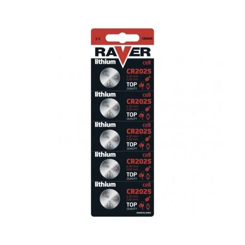 Lítiová gombíková batéria RAVER CR2025, blister