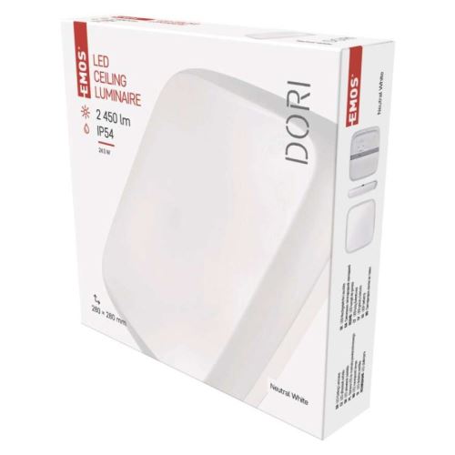 LED prisadené svietidlo Dori, štvorec 24W neutrálna biela IP54