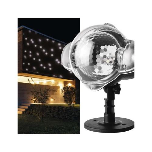 LED dekoratívny projektor – padajúce vločky, vonkajšie aj vnútorné, biela