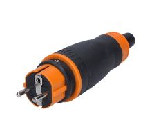 Solight zástrčka do vlhka, přímá, IP44, černá-oranžová Solight zástrčka do vlhka, přímá, IP44, černá-oranžová