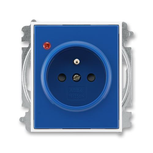 Zásuvka jednonásobná, s clonou, s prepäťovou ochranou, modrá / biela, ABB Time 5599-A02357 14