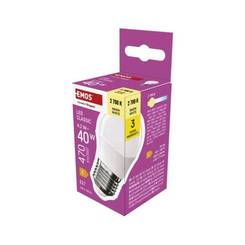 LED žárovka Classic Mini Globe / E27 / 4,2 W (40 W) / 470 lm / teplá bílá