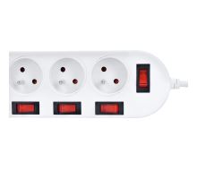 Solight prodlužovací přívod, 5 zásuvek, bílý, 6x vypínač, 3m (1)