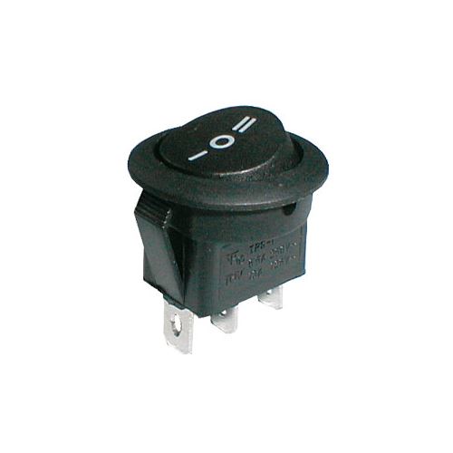 Přepínač kolébkový kul. 3pol./3pin ON-OFF-ON 250V/6A černý