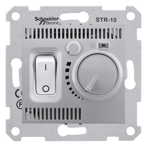 SEDNA termostat prostorový otočný s vypínačem Aluminium SDN6000160