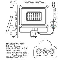 LED černý reflektor 50W / 4000K - LF0024S (3)