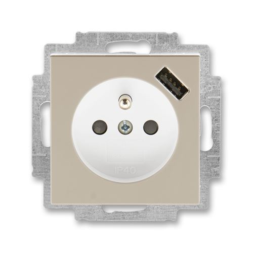 Zásuvka jednonásobná, s clonou, s USB nabíjaním, macchiato / biela, ABB Levit 5569H-A02357 18
