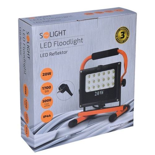 Solight LED refl. 20W / 5000K stojan SWM20WFES oranž plochý