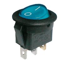 Přepínač kolébkový kul. pros. 2pol./3pin ON-OFF 250V/6A modrý Přepínač kolébkový kul. pros. 2pol./3pin ON-OFF 250V/6A modrý