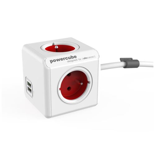 Zásuvka PowerCube EXTENDED USB s káblom 1.5m RED