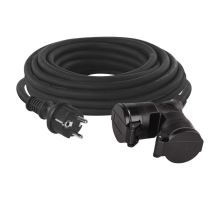 Gumový predlžovací kábel spojka 15m 2Z 3x 1,5mm, IP44 čierny