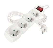 Prodlužovací kabel s vypínačem 4 zásuvky 3m, bílý