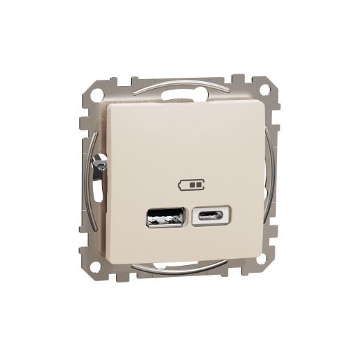 Sedna Design zásuvka nabíjací USB 2-násobná (A + C) 2,4A béžová
