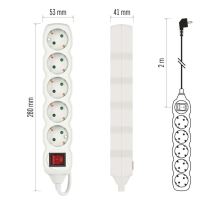 Predlžovací kábel 2 m / 5 zásuviek / s vypínačom / biely / PVC / 1 mm2 (9)