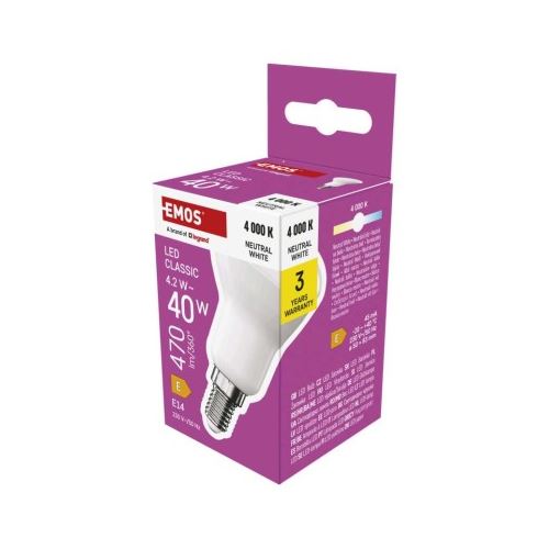 LED žárovka Classic R50 / E14 / 4,2 W (40 W) / 470 lm / neutrální bílá