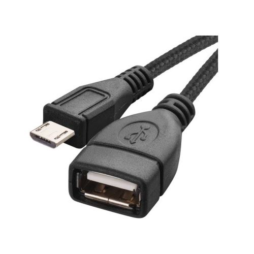 USB kábel 2.0 A / F - micro B / M OTG 15cm čierny