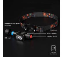 Solight LED čelová nabíjecí svítilna, 650lm, Li-ion, USB (6)