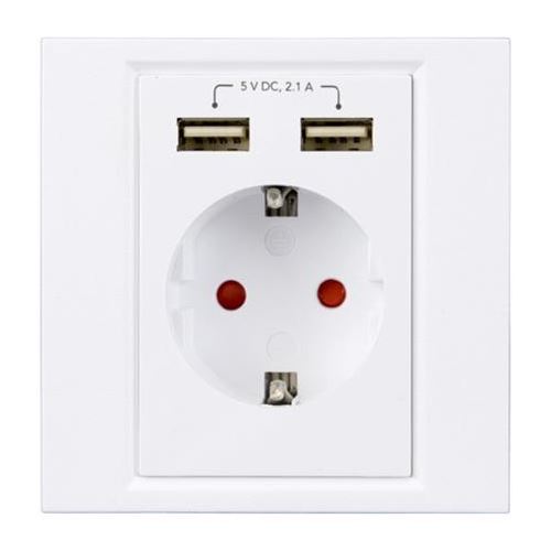 zásuvka s USB nabíječkou, 2100mA 2xUSB bílá Cablexpert