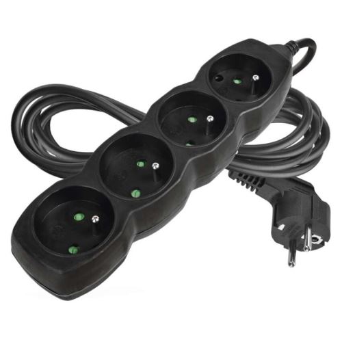 Prodlužovací kabel 4 zásuvky 3m, černý