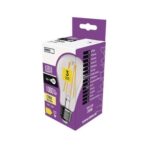 LED žiarovka Filament A60 / E27 / 7,8 W (75 W) / 1060 lm / teplá biela