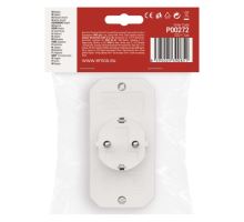 Rozbočovacie SCHUKO zásuvka 2 × plochá + 1 × guľatá, biela (8)