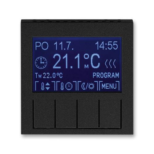 Termostat univerzální programovatelný, onyx/kouřová černá, ABB Levit 3292H-A10301 63