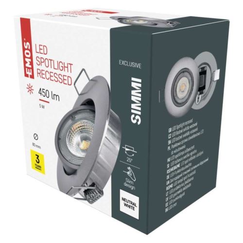 LED bodové svítidlo Exclusive stříbrné, 5W neutrální bílá