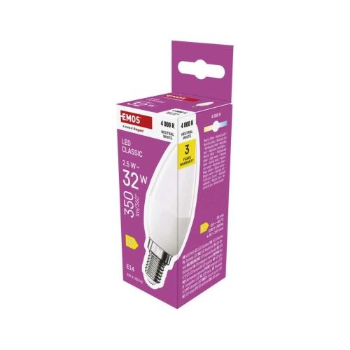 LED žárovka Classic svíčka / E14 / 2,5 W (32 W) / 350 lm / neutrální bílá