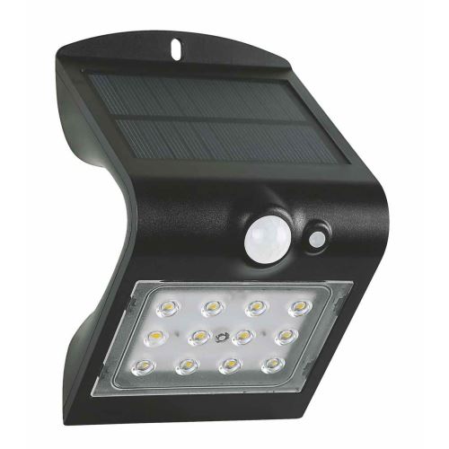 Solární svítodlo FOX  SOLAR PIR 12LED NW černé 1,5W IP65 GXSO005