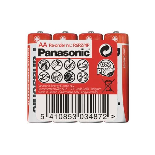 Baterie AA (R6) Zn-Cl PANASONIC Red 4ks / shrink