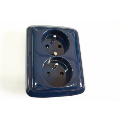 Zásuvka dvojnásobná s ochrannými kolíky ABB 5512A-2349 M tmavě modrá