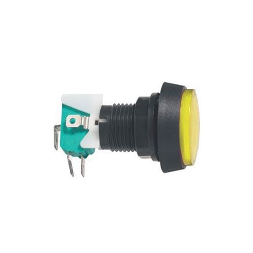 Přepínač tlačítko kul. ON-(ON) 250V/10A s mikrospínačem žluté