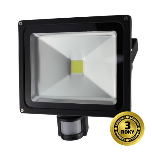 Solight LED venkovní reflektor, 30W, 2400lm, AC 230V, černá, se senzorem