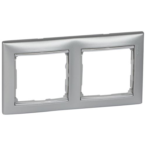 Valena rámeček 2-násobný Stříbrná metalíza/stříbrný proužek