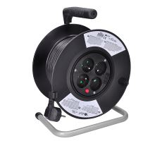 Solight prodlužovací přívod na bubnu, 4 zásuvky, 25m, černý kabel, 3x 1,5mm2 Solight prodlužovací přívod na bubnu, 4 zásuvky, 25m, černý kabel, 3x 1,5mm2