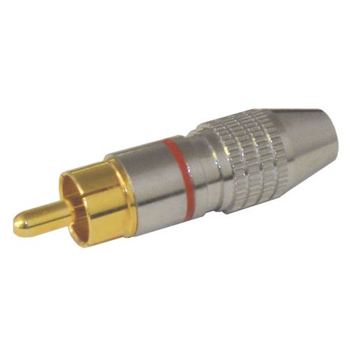 Konektor CINCH kabel kov nikel pr.5mm červený