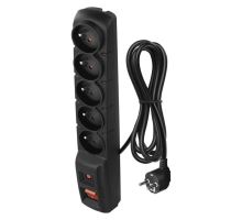 Přepěťová ochrana 5 zásuek 1,5m P53871 F5 (EMOS) černá