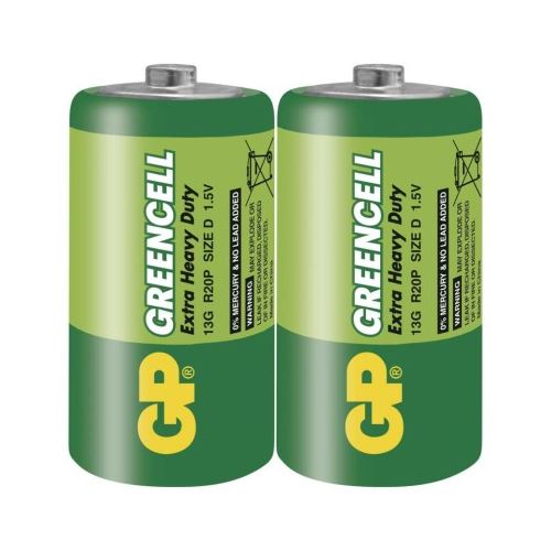 Zinková batéria GP Greencell D (R20)