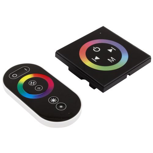 Ovládač pre RGB LED pásiky s DO (RF) + dotykový nástenný, 3x4A, 12 / 24V, čierny