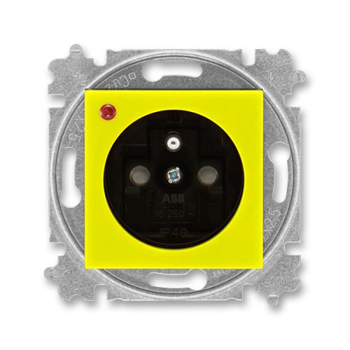 Zásuvka jednonásobná s ochranou před přepětím, žlutá/kouřová černá, ABB Levit 5599H-A02357 64