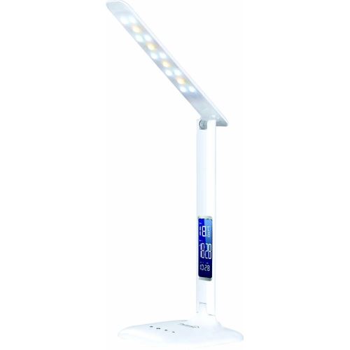 Ľad stolová lampa dotyková biela s LCD displayam