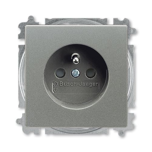 Zásuvka jednonásobná s clonka, bezskrutkové svorky, metalická šedá, ABB Solo 5519B-A02357803