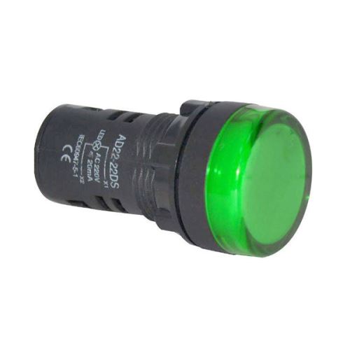 Kontrolka guľatá 230V LED zelená 29mm HADEX