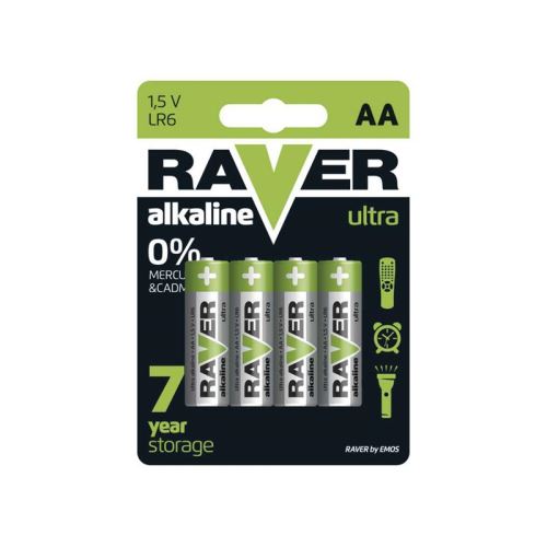 Baterie AA (R6) alkalická RAVER 4ks